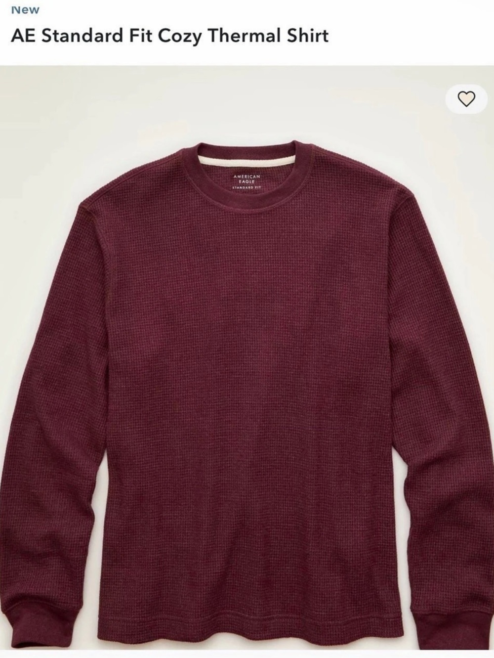 American Eagle AE Standard Fit Cozy Thermal Shirt Long Sleeve Thermal Shirt XXL